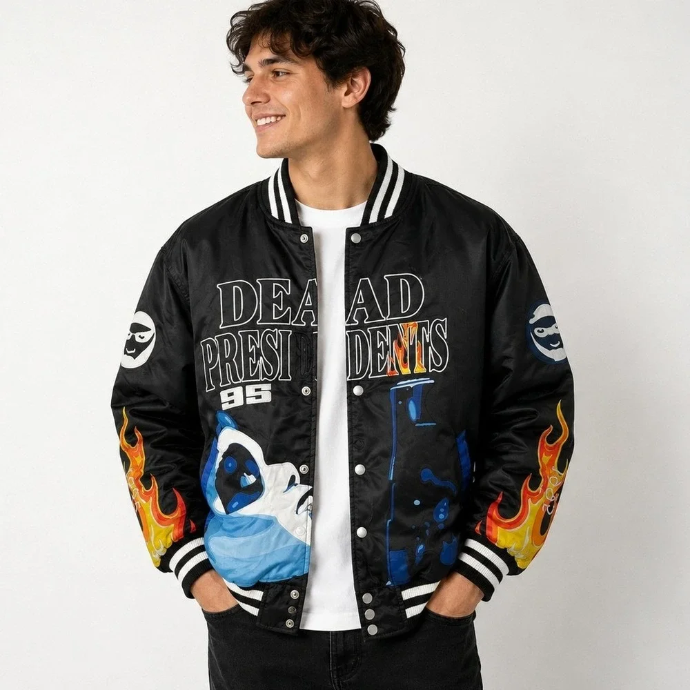 Hodgdon Classics Dead Presidents 1995 Double Sided Movie AOP Jacket Men's Size L